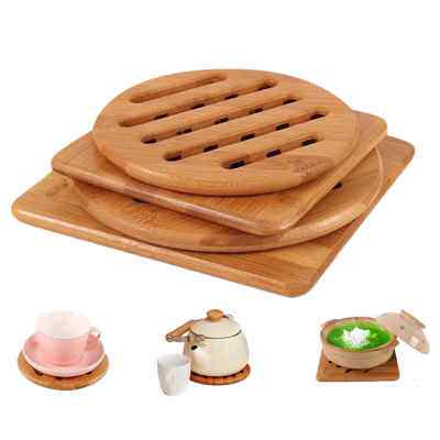 好货Practical Bamboo Trivet, Home Kitchen Bamboo Hot Pads Tr