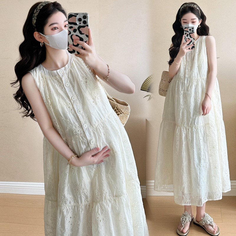 好货孕妇装夏天裙子中长款宽松显瘦无袖哺乳喂奶衣产后夏季新款连