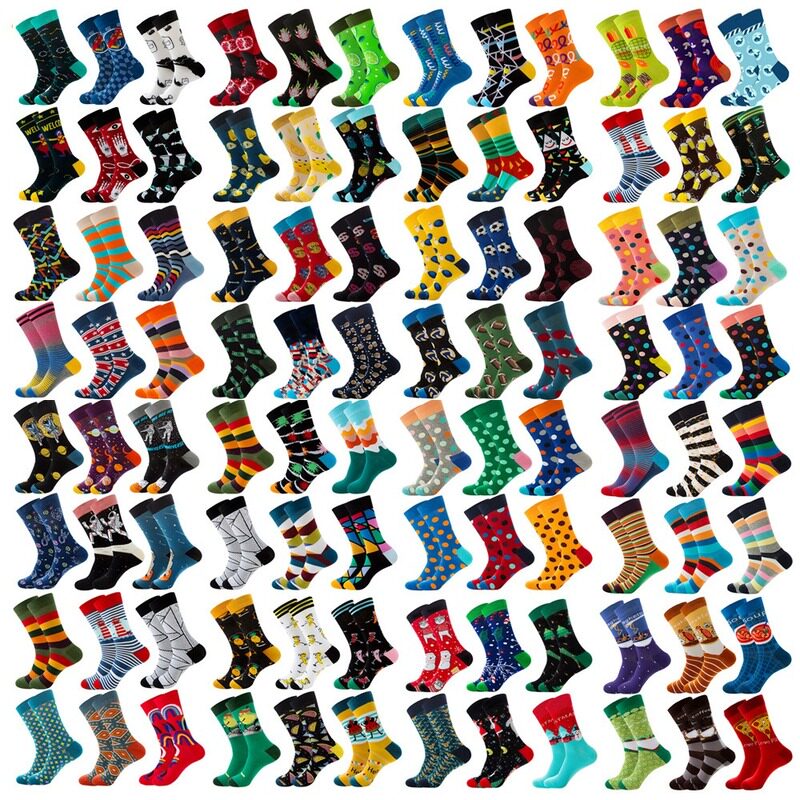 极速Pairs  Color Combination Animal Fruit Hip Hop Socks Men