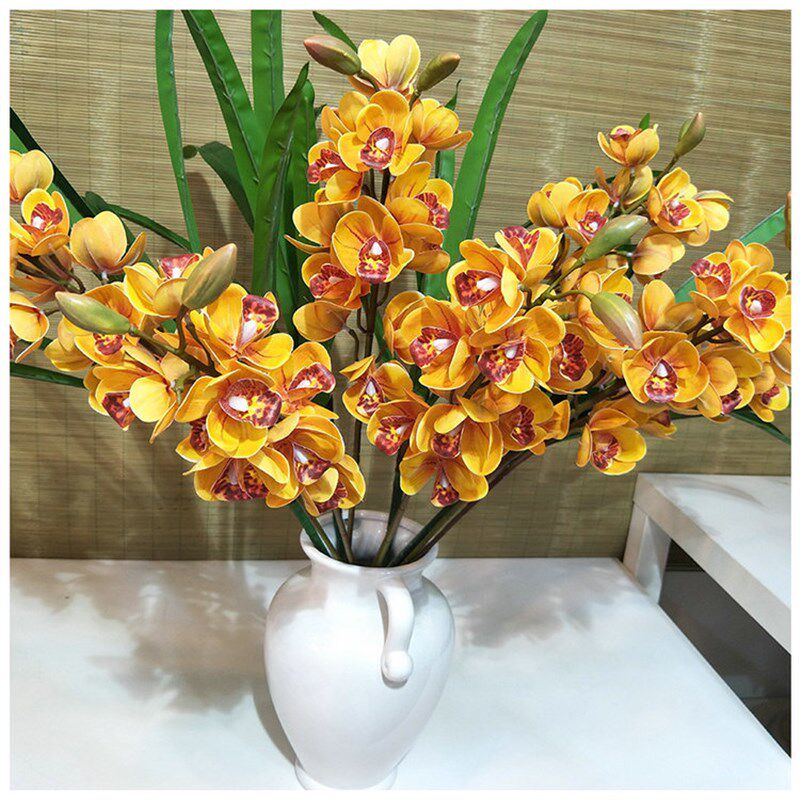 极速仿真植物3D15头小惠兰 仿真蕙兰花 家居装饰花摆件定制