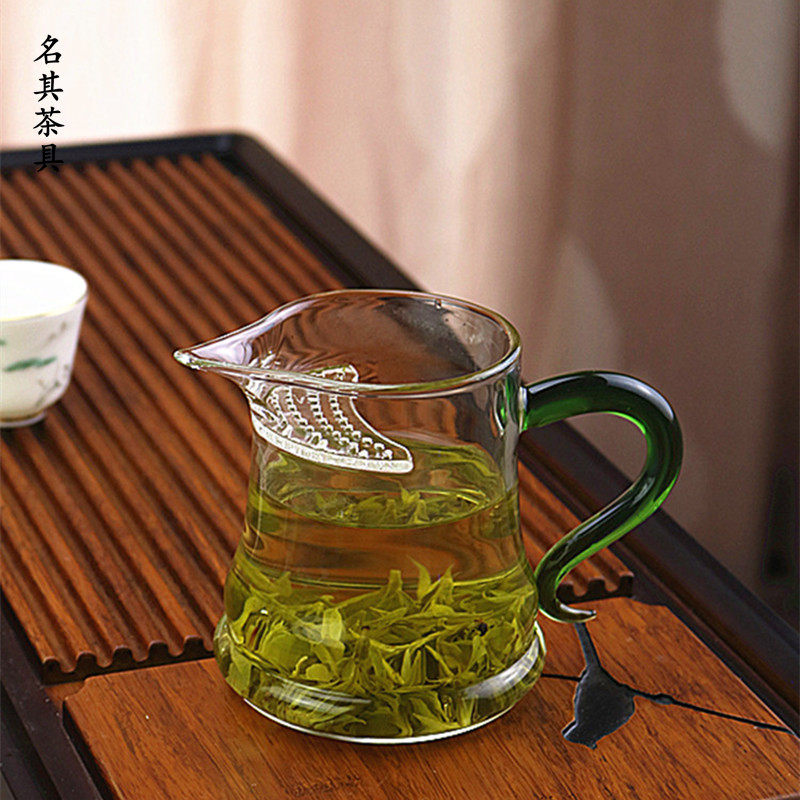 好货加厚耐热月牙公道杯高硼硅玻璃分茶器杯漏一体简约滤泡绿茶杯