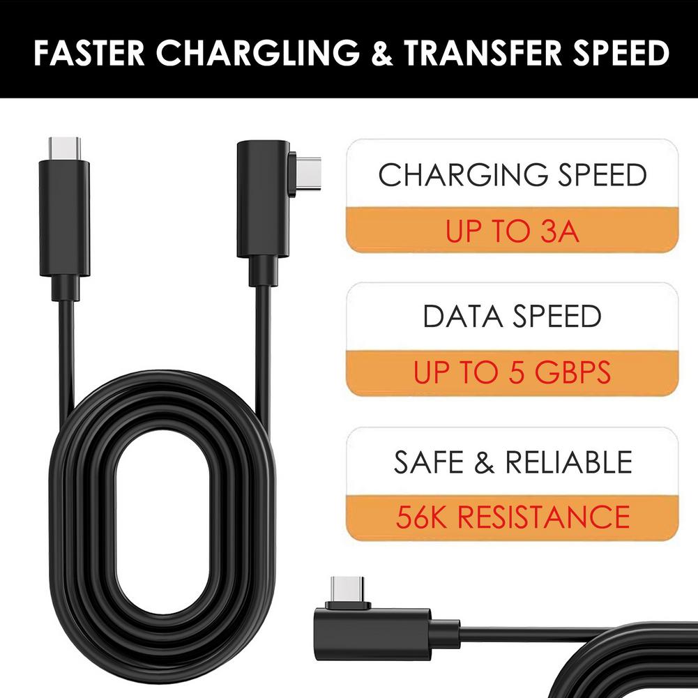 5m USB C Charging Cable Date Wire For Oculus Quest 2 VR Head