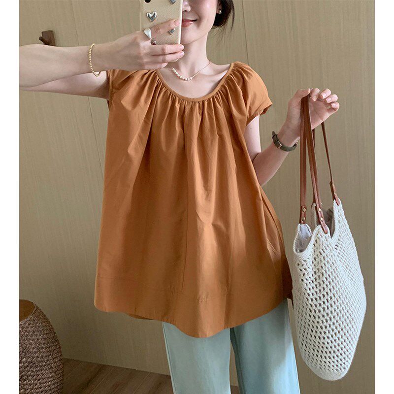 好货孕妇装夏装2025新款上衣夏季短袖娃娃衬衫女宽松休闲法式无袖