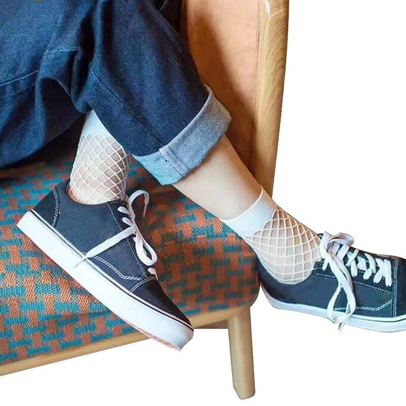 极速Fashion Summer sock Ruffle Large Fishnet Ankle High Sock