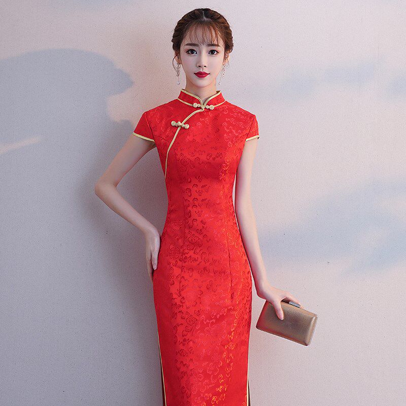 好货礼仪服装女迎宾小姐服长袖工作礼服酒店颁奖中国红走秀回娘家