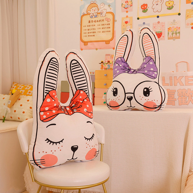 极速卡通双面印花可拆洗沙发床头靠少女心大兔子头午睡趴枕抱枕