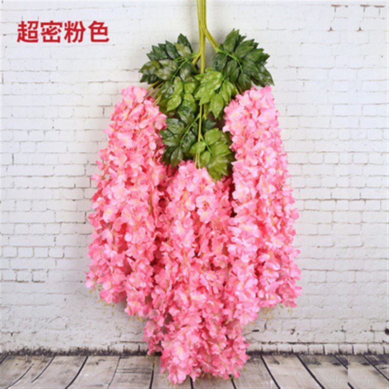 极速仿真紫藤花婚庆绢花花藤花串加长款白色假绣球藤条装饰藤婚庆