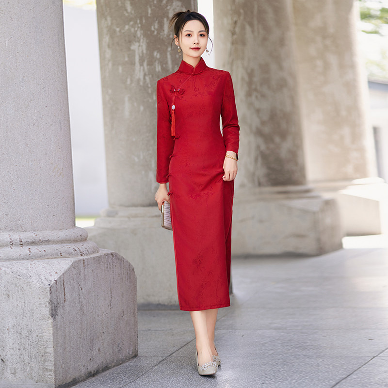好货出嫁外嫁女回娘家旗袍2025新款礼服年会迎宾颁奖礼仪服装红色