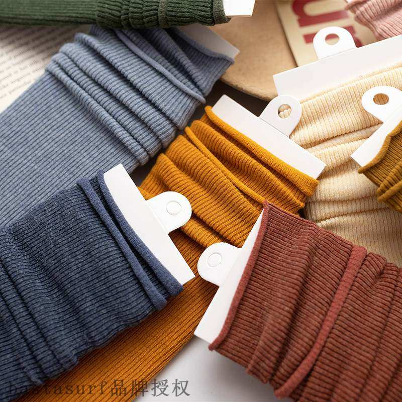极速Morandi solid color simple womens Japanese thread verti