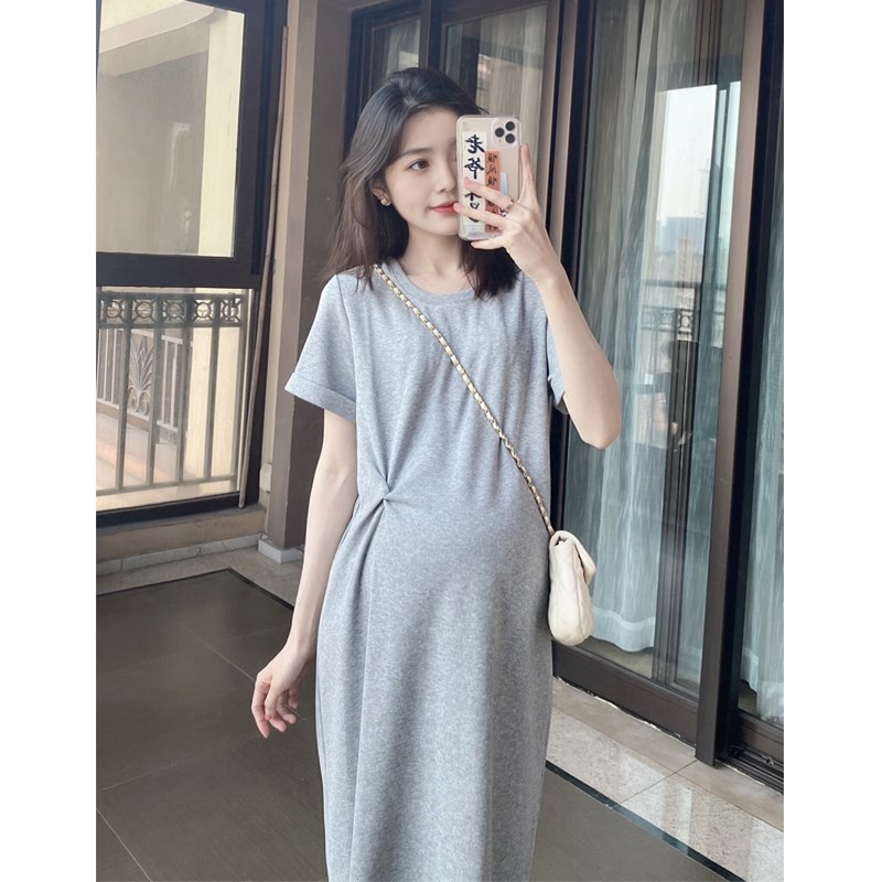 好货孕妇装夏装连衣裙2025夏季宽松休闲短袖T恤裙纯棉长裙子遮肚