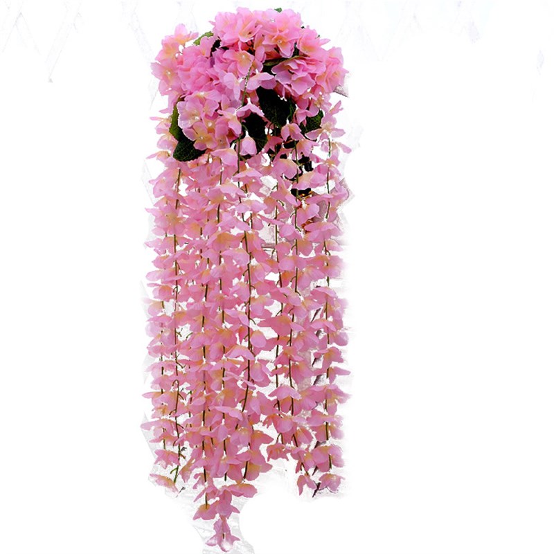 极速假花装饰仿真花壁挂吊兰花吊篮花绢花装饰绣球花藤条藤蔓