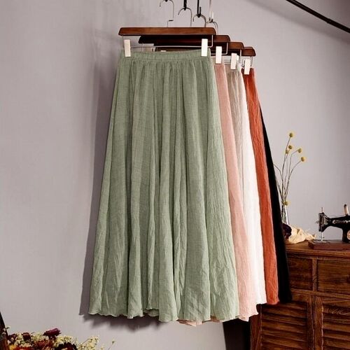 极速Colors A-Line Linen Skirt Ladies Clothing Linen Maxi Ski