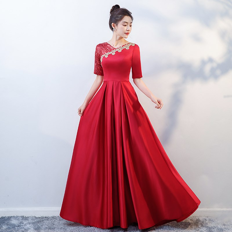 好货2025新款大合唱团演出服女长裙舞台指挥服装主持人红歌比赛晚