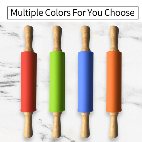 极速23/30/39cm Silicone Rolling Pin Non-Stick Pastry Dough F