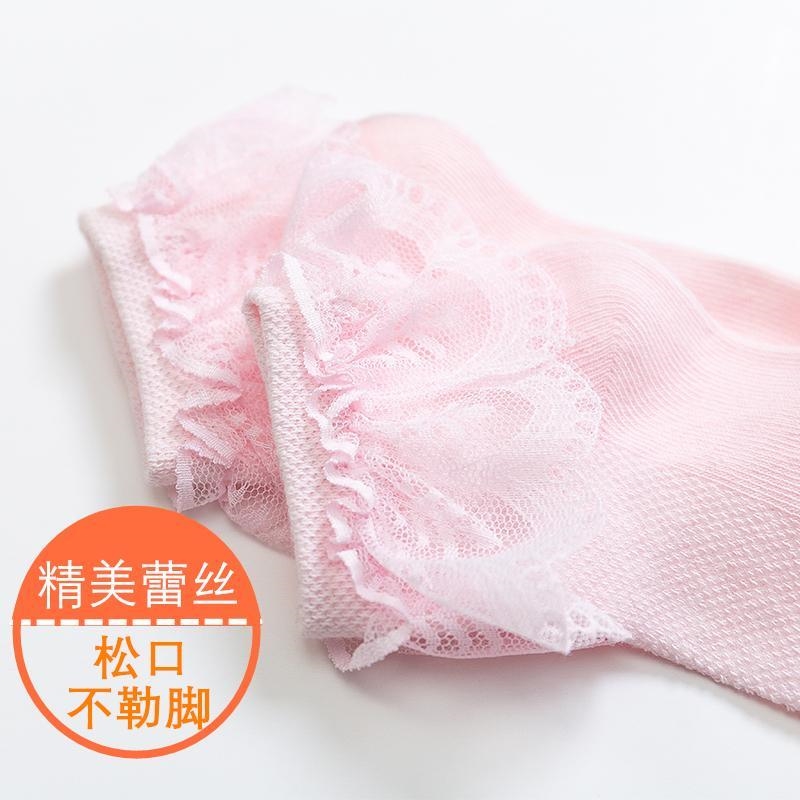 女童花边蕾丝公主袜配皮鞋网眼薄款表演拉丁舞蹈袜纯棉白色儿童袜