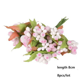极速8/10/12/70/90pcs Pink Artificial Flowers Cherry Stamen B
