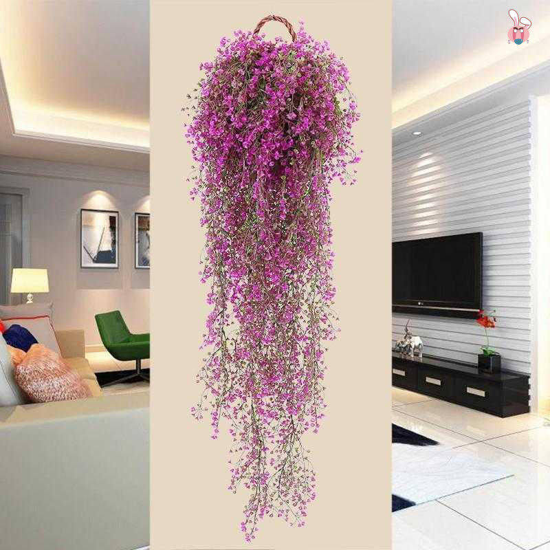 极速假花仿真花草装饰挂墙上客厅墙面挂件墙壁壁挂吊花藤条吊篮瑰