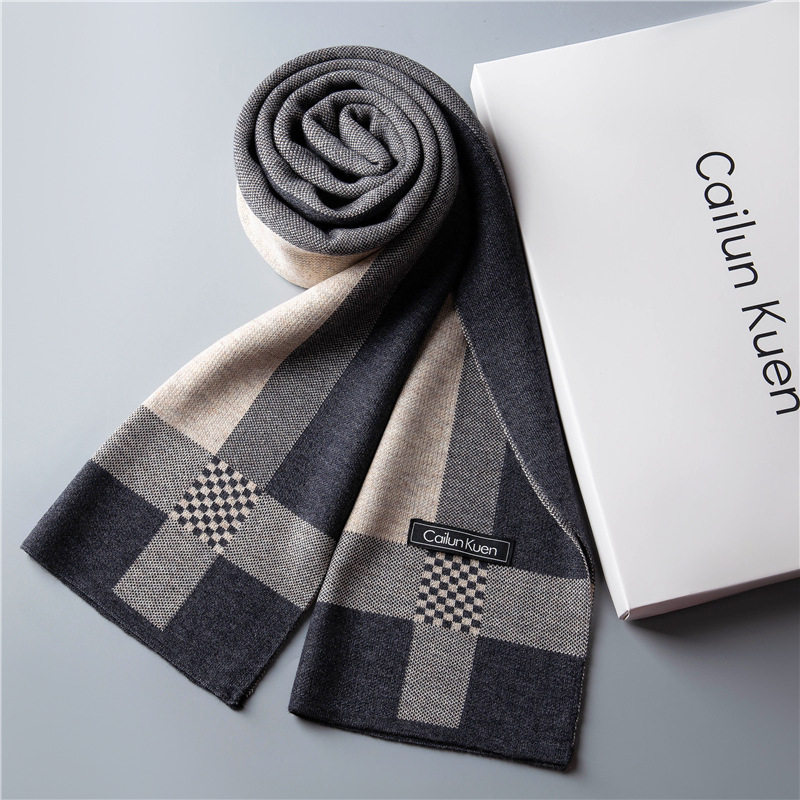 极速cashmere Plaid Scarves solid color Bib versatile men uni