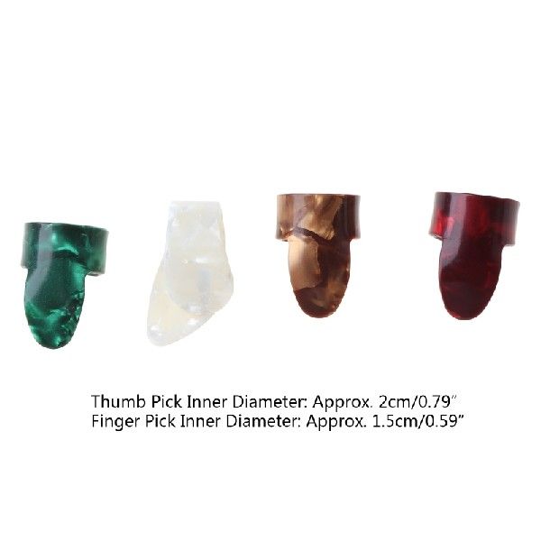 4pcs/set New Plastic 1 Thumb + 3 Finger Nail Guitar Picks