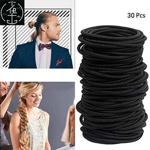 好货Hot Black Elastic Hair Bands 30 pcs Hair Ties for Thick