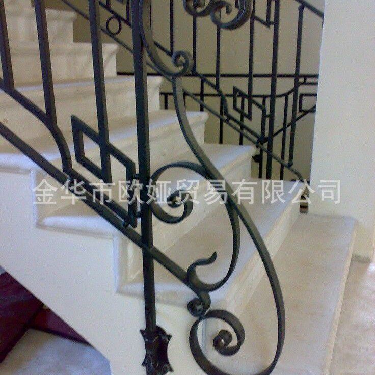 别墅法式锻打铁艺楼梯栏杆扶手室内欧式锻打铁艺栏杆门窗护栏雨棚
