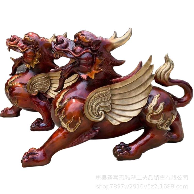 铜貔貅现货30公分高纯铜貔貅摆件家用装饰铜雕塑工艺品一对
