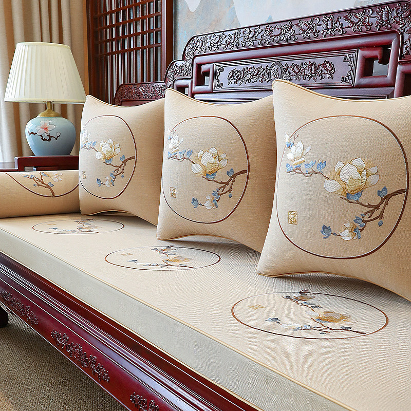 中式红木沙发垫定制罗汉床五件套乳胶海绵实木沙发垫子定制防滑