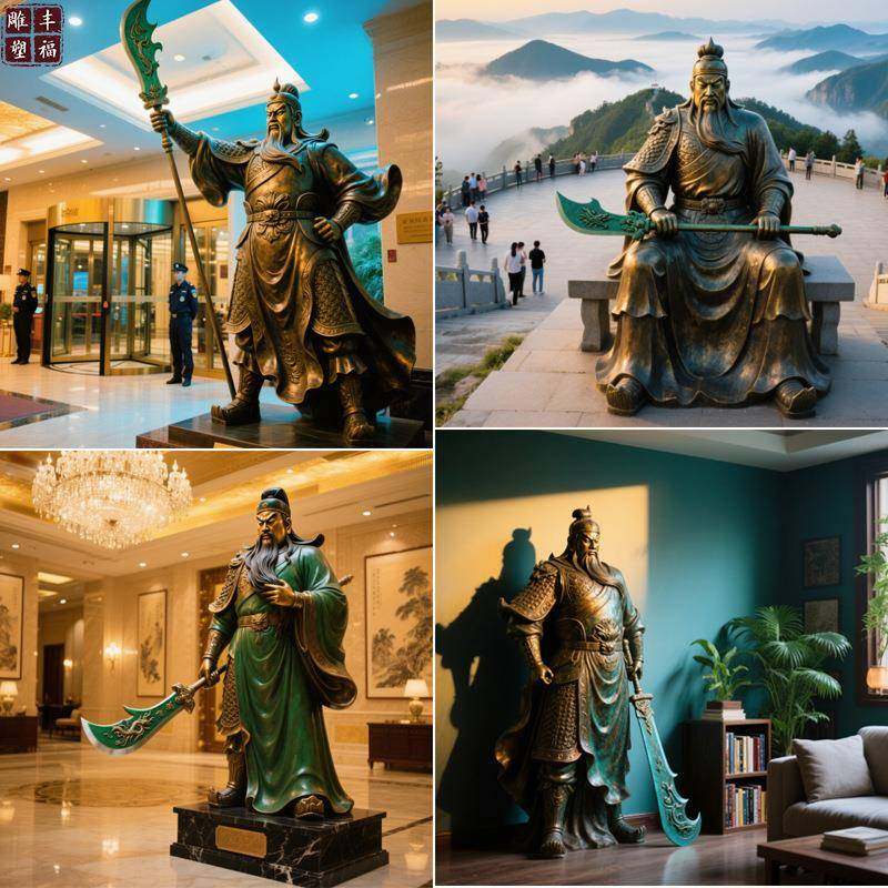 大型铸铜关公雕塑忠义千秋祠堂企业装饰关二爷铜雕像美陈摆件