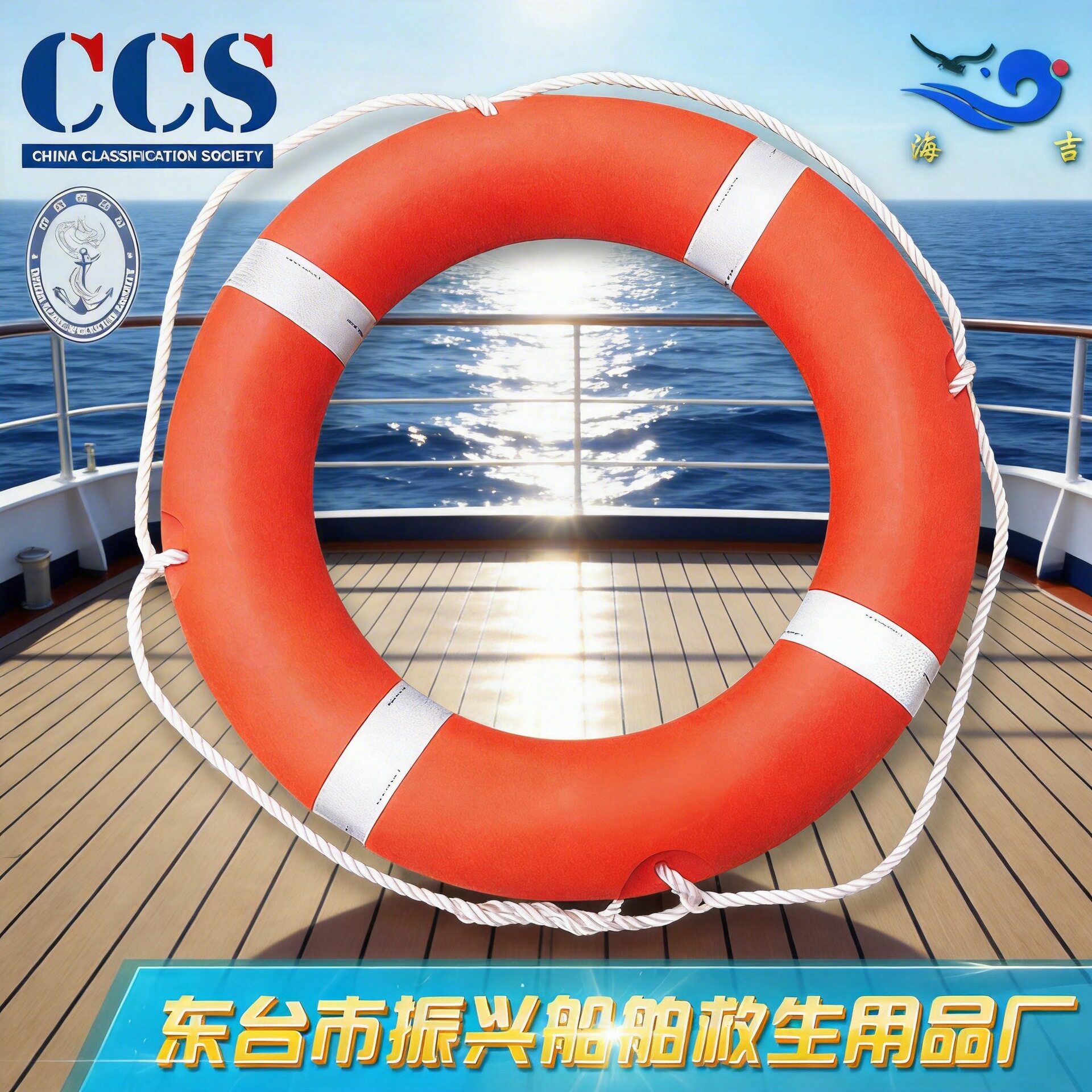 船用救生圈ZX-5556加厚实心成人2.5KG救生圈防汛海事船检CCS认证