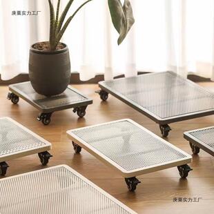 带刹车万向轮静音轮移动花盆托盘铁艺加厚特大号正方形底座带滚轮