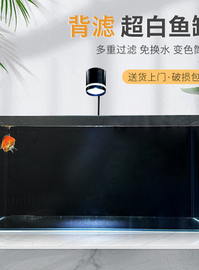 背滤鱼缸客厅桌面一体式循环过滤家用804040超白缸造景生态溪流缸