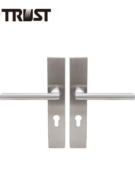 华信TP01S-S72EUTH032SS不锈钢方角面板配不锈钢空心拉手卧室门锁