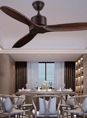 黑色工业无灯吊扇客厅餐厅简约复古木叶吊扇商用工程遥控电风扇灯