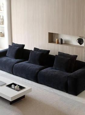 豆腐块直排布艺沙发黑色小户型客厅2024新款羽绒现代简约