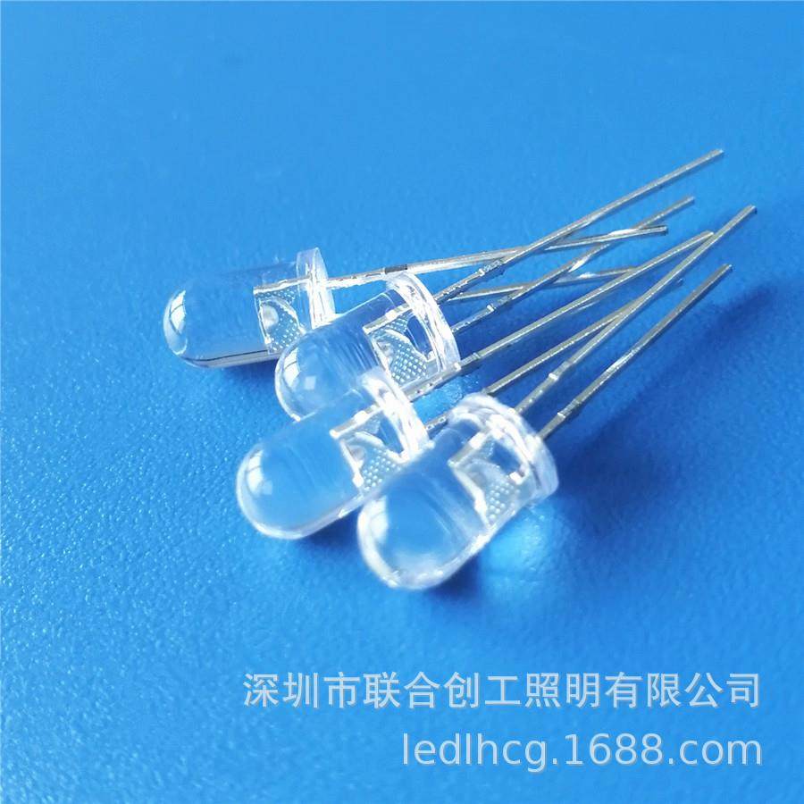 F5圆头白光超高亮灯珠低光衰高流明LED白光5MM白光发光二极