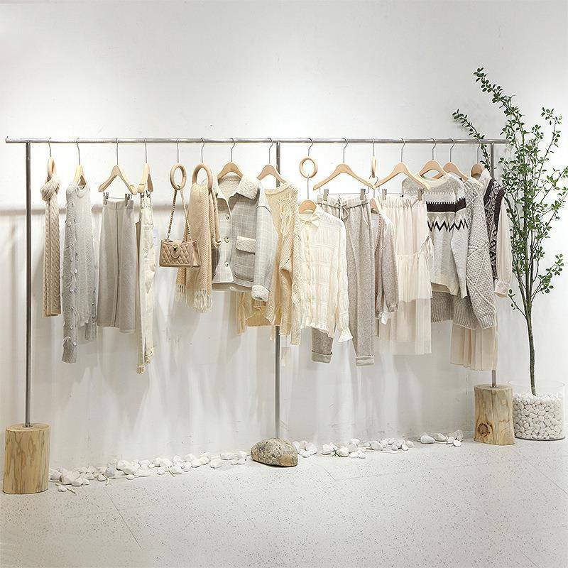 服装店展示架木落地式中岛架服装挂衣架不锈钢陈列道具女装店货架