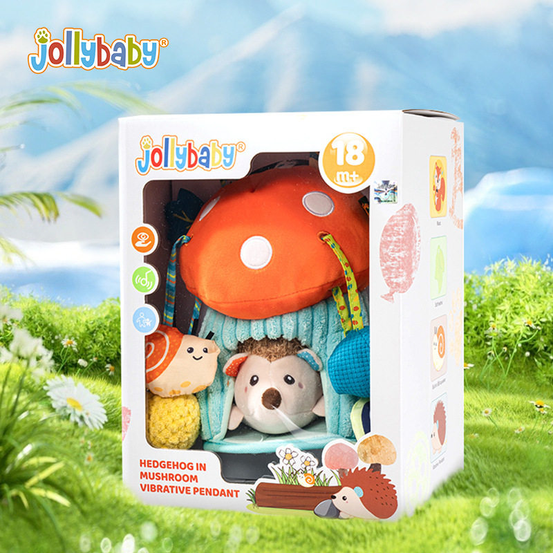 jollybaby婴幼儿抽抽乐刺猬动物拉震带音乐车床挂件宝宝早教玩具