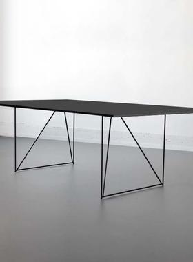 loft美式实木餐桌长桌会议桌简约洽谈办公桌北欧原木工业风工作台