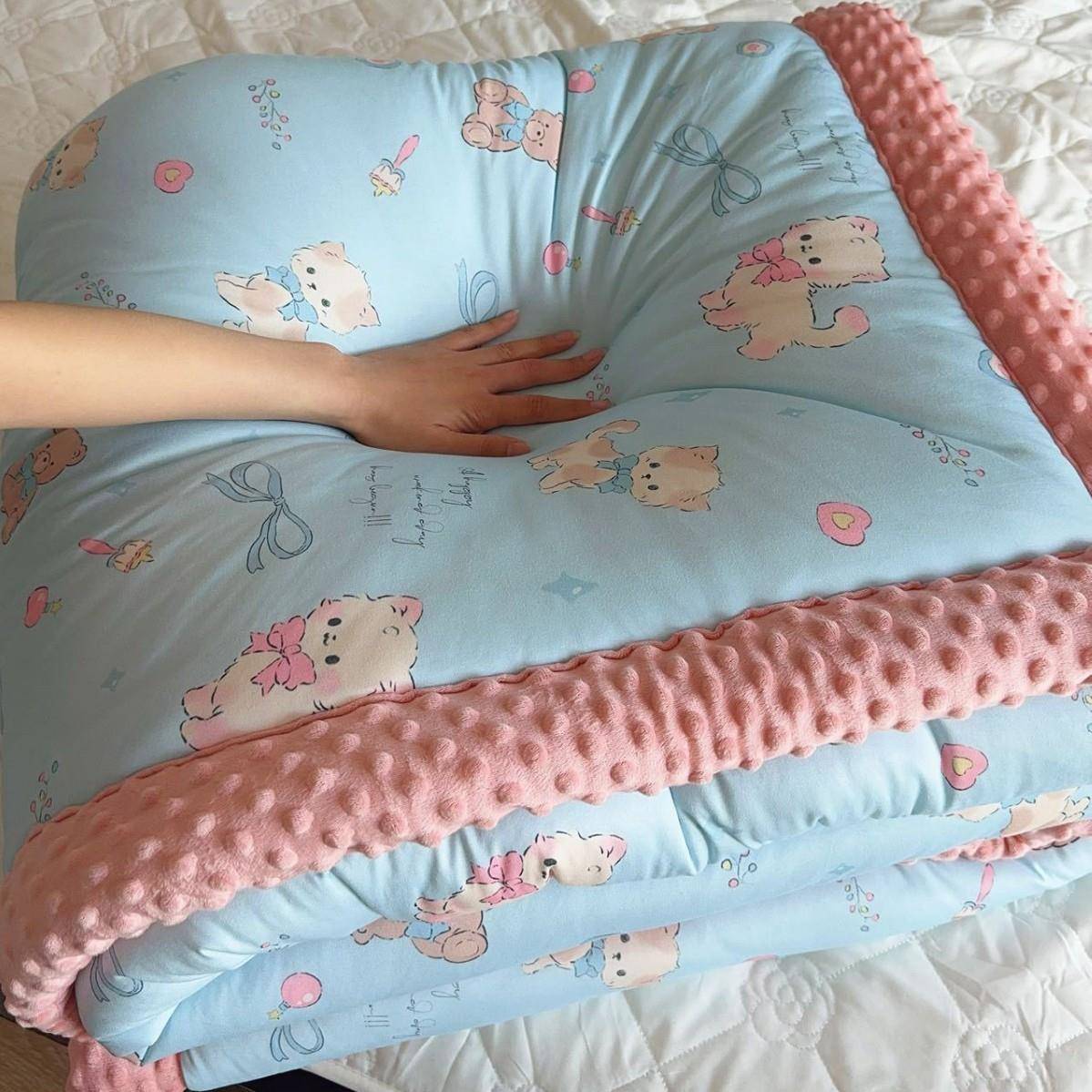 新款A类豆豆绒安抚被秋冬保暖儿童豆豆按摩被可洗宝宝盖被午休被