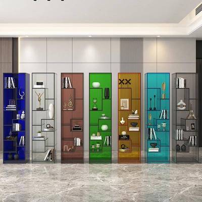 北欧简约置物架亚克力客厅收纳展示架创意多层落地书架装饰柜玻璃