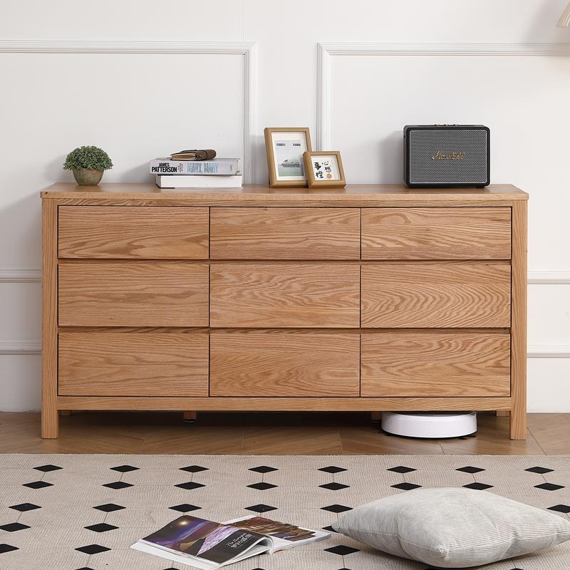 工厂直销实木多功能九斗柜北欧橡木储物柜子现代简约带锁卧室