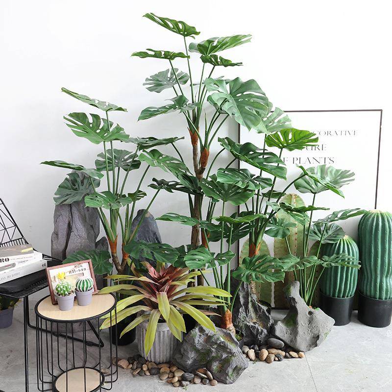 北欧风仿真绿植龟背竹假树客厅植物盆栽高端轻奢室内装饰景观摆件