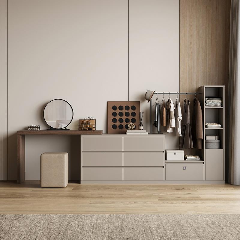 轻奢简约衣帽架梳妆台一体卧室床尾收纳柜小型落地储物柜组合斗柜