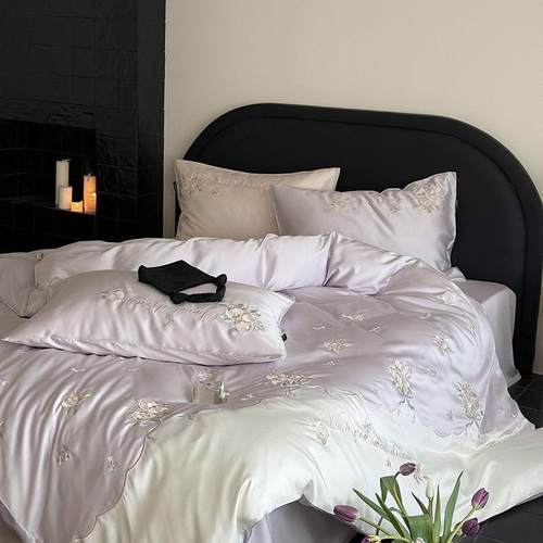 夏季100S双面天丝四件套花卉刺绣被套凉感丝滑1.8m1.5米床上用品