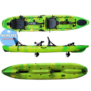 热销新款 双人脚踏皮划艇钓鱼皮划艇2人独木舟带座椅脚踏轻松前行