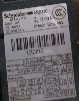 LRD21C热过载继电器 12-18A