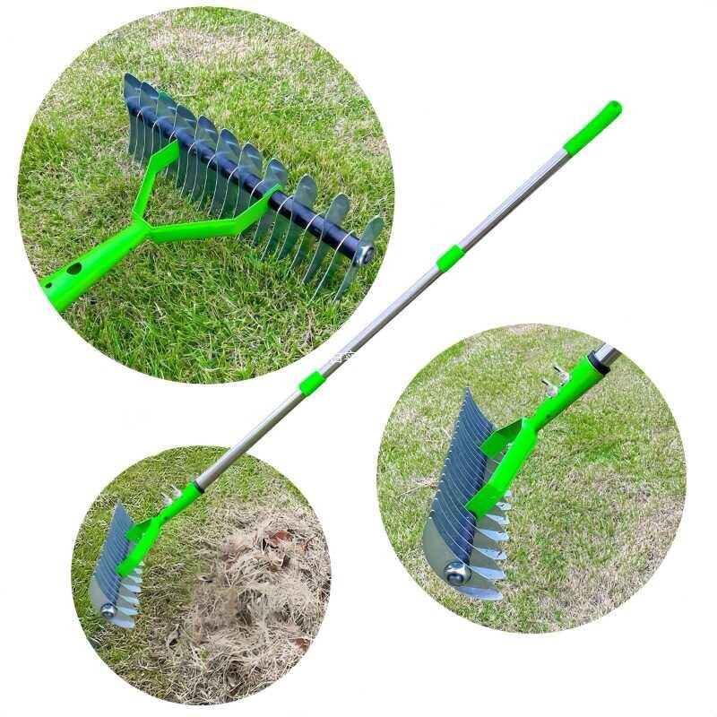 草坪枯草耙茅草耙园林落叶耙拔草器园林土壤耙松土器园艺工具锰钢