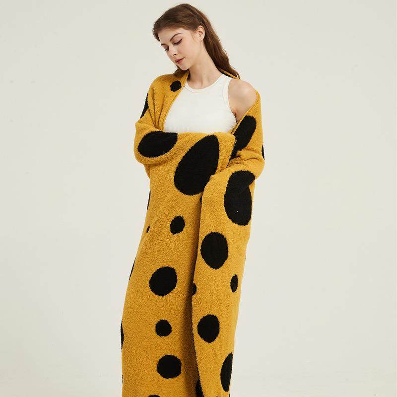 A类半边毛绒南瓜波点线沙发毯盖毯软装搭配午休午睡斯FTB毯利波