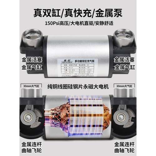 凌匠多充功能SU泵V车载KHY气泵大双缸高压功率电动汽车用轮胎打气