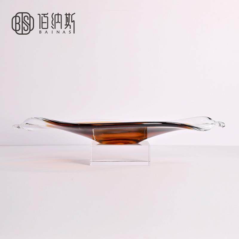 客现代轻奢极简琥珀色扁款GHQ厅软餐厅桌面装饰加厚艺术玻璃品水,电子元器件市场,其它元器件,淘宝优惠券,粉丝福利购,淘宝优惠卷